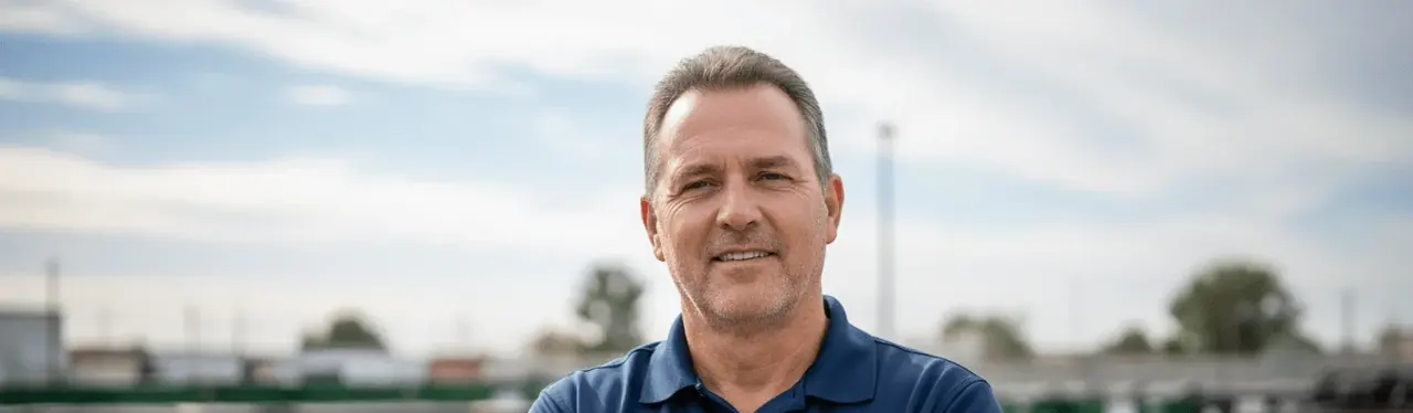 Danny Vasquez, Owner & Founder of Kern Brothers Dumpster Rental Bakersfield, at the 150 Hayden Ct yard in Bakersfield, CA