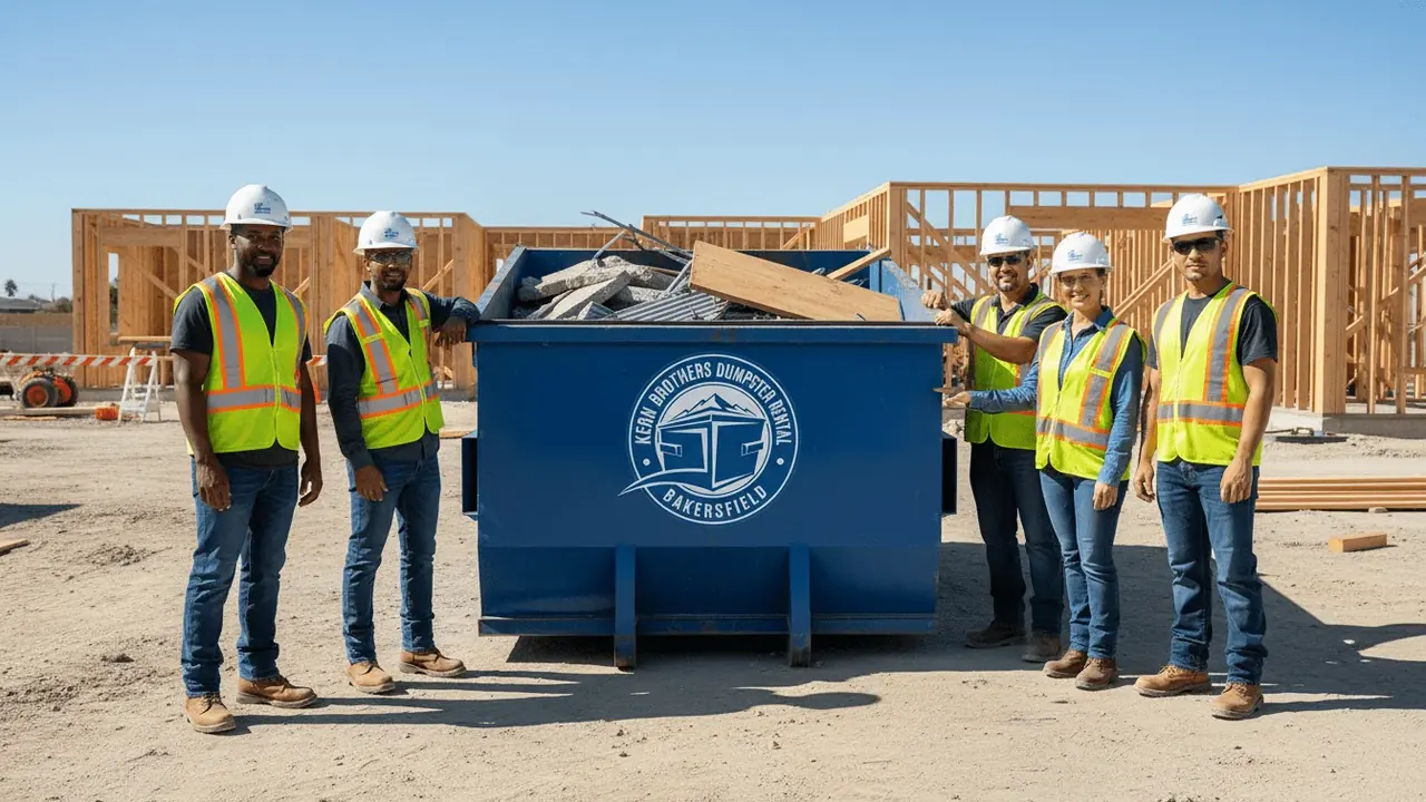 Roll-off dumpster delivered in Arvin, CA by Kern Brothers Dumpster Rental Bakersfield